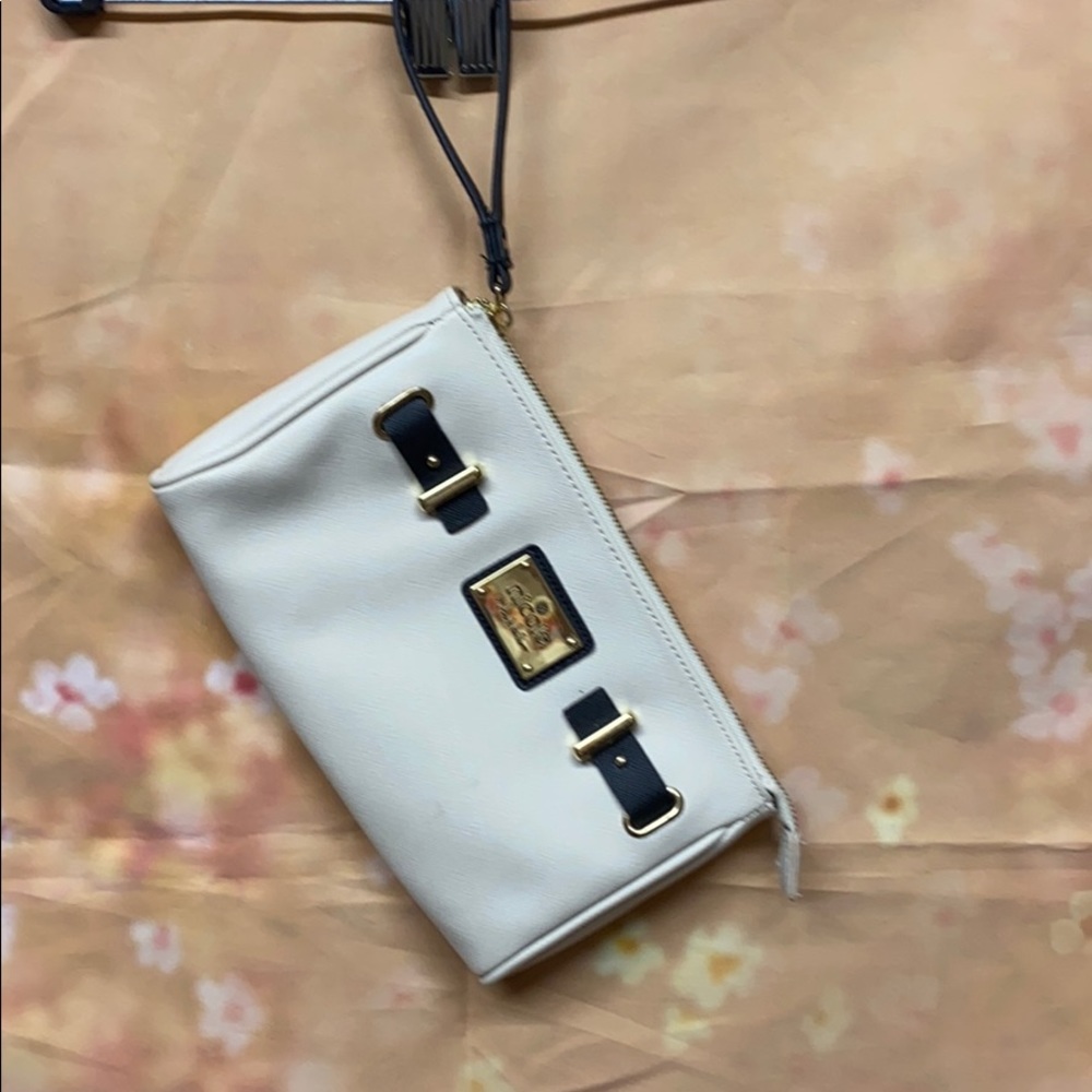 Nicole Miller Creme and Black clutch NWOT